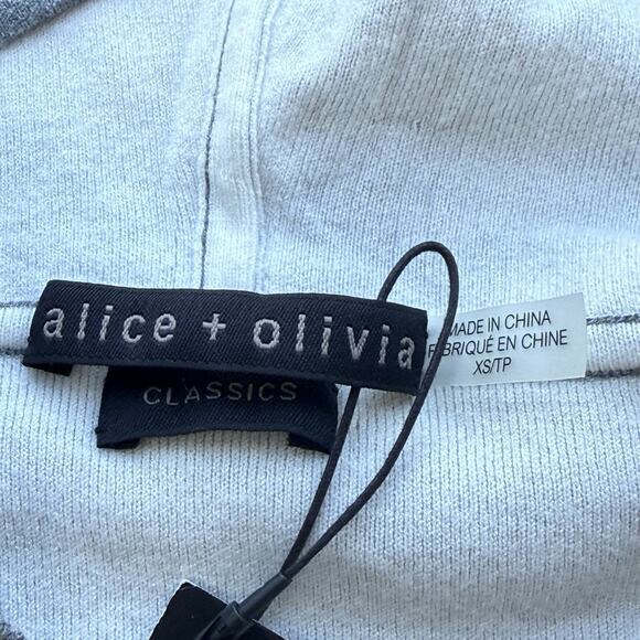 ALICE + OLIVIA Ruffled Jersey Full Zip Jersey Hoodie - Women's Size XS Gray NWT - Picture 11 of 16